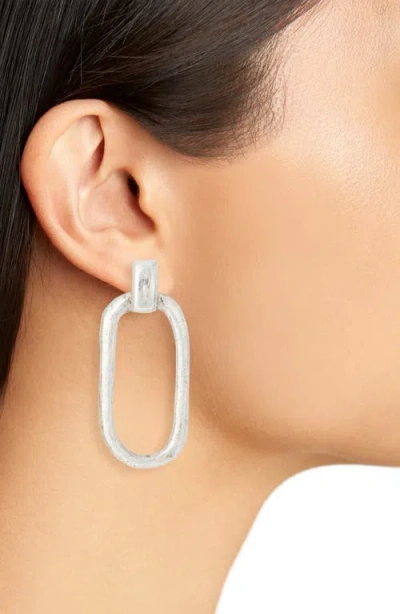 Karine Sultan Hammered Link Drop Earrings In Silver