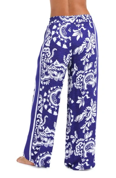 Sunshine 79 Flower Beach Cover-up Pants In Blue