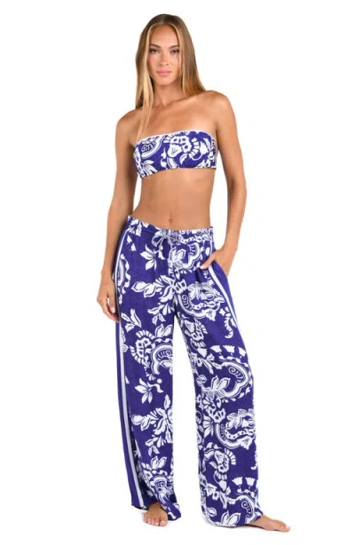 Sunshine 79 Flower Beach Cover-up Pants In Blue