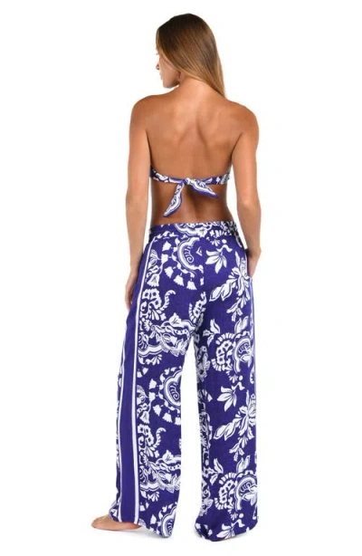 Sunshine 79 Flower Beach Cover-up Pants In Blue