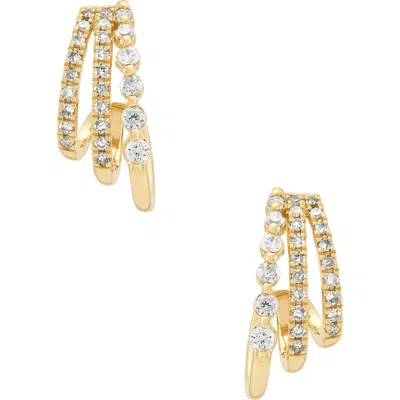 Frankie & Zoe 14k Yellow Gold Diamond Triple Row Huggie Hoop Earrings In Gold