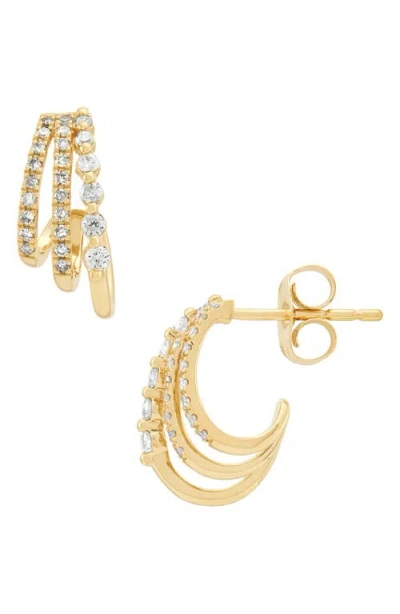 Frankie & Zoe 14k Yellow Gold Diamond Triple Row Huggie Hoop Earrings In Gold