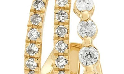 Frankie & Zoe 14k Yellow Gold Diamond Triple Row Huggie Hoop Earrings In Gold