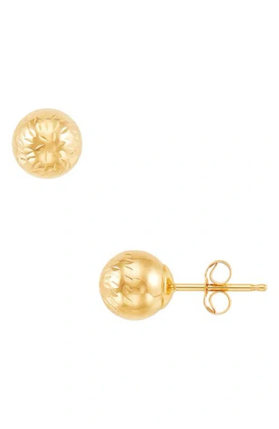 Frankie & Zoe 14k Gold Swirl Cut Ball Stud Earrings In Gold