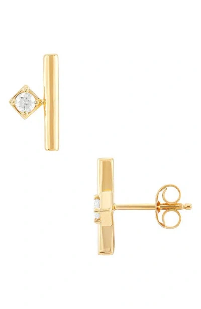 Frankie & Zoe 10k Yellow Gold Diamond Bar Stud Earrings In Gold