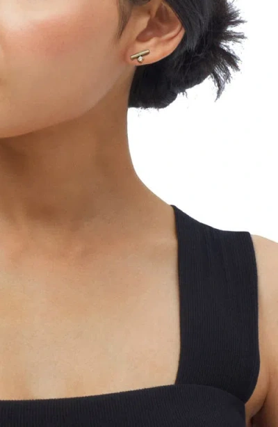 Frankie & Zoe 10k Yellow Gold Diamond Bar Stud Earrings In Gold