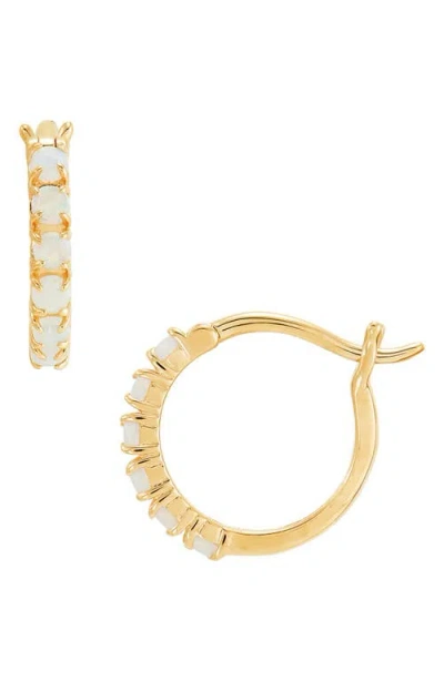 Frankie & Zoe 14k Yellow Gold Lab Grown Opal Huggie Hoop Earrings In Gold
