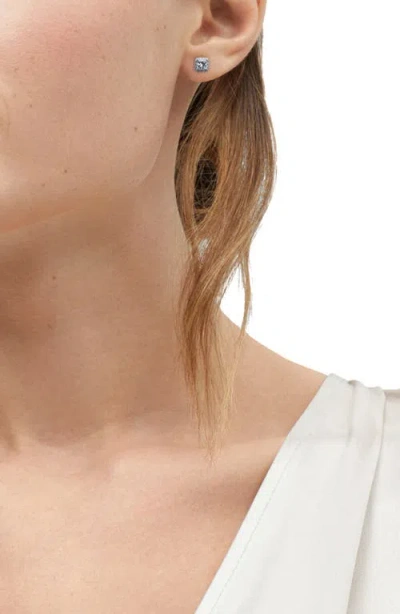 Frankie & Zoe 10k White Gold Lab Grown Princess Cut Diamond Halo Stud Earrings In Metallic