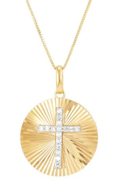 Frankie & Zoe 14k Gold Lab Grown Diamond Cross Medallion Pendant Necklace In Gold