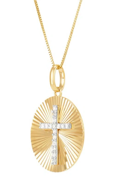 Frankie & Zoe 14k Gold Lab Grown Diamond Cross Medallion Pendant Necklace In Gold