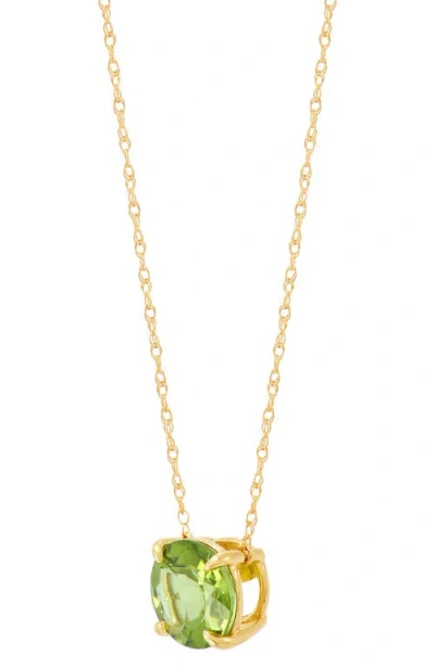 Frankie & Zoe 10k Yellow Gold Round Peridot Pendant Necklace In Gold