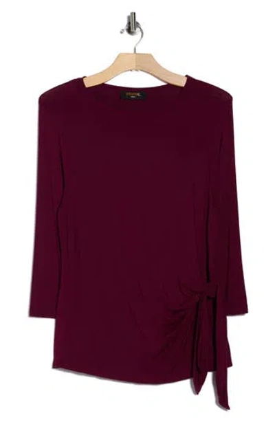 Renee C Side Knot Top In Burgundy