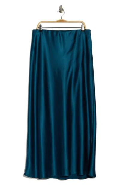 Renee C Satin A-line Skirt In Blue