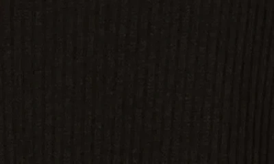 Renee C Button Front Long Sleeve Ribbed Top In Black