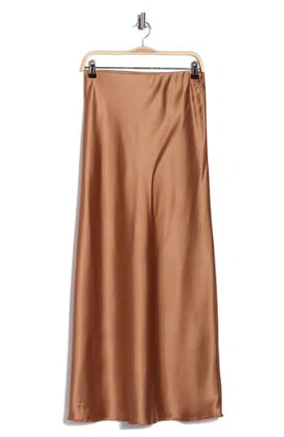 Renee C Satin A-line Skirt In Brown