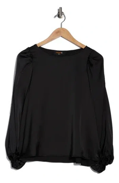 Renee C Cutout Long Sleeve Satin Top In Black