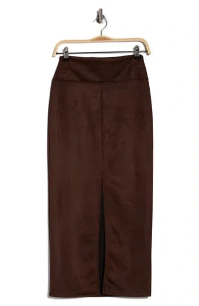 Renee C Faux Suede Midi Skirt In Brown