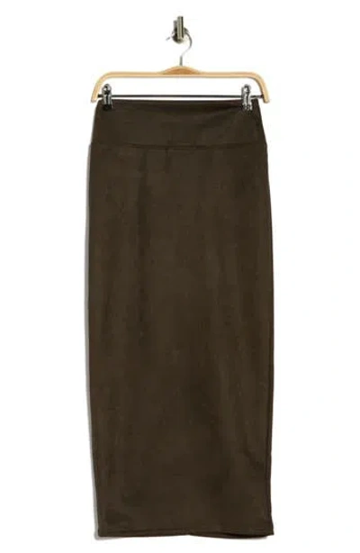 Renee C Faux Suede Midi Skirt In Brown