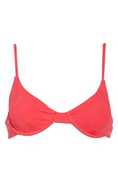 Volcom Blossom Daze Novelty Textured Underwire Bikini Top In Red