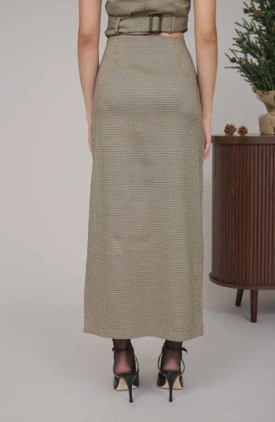 Blu Pepper Button Front Pencil Maxi Skirt In Multi
