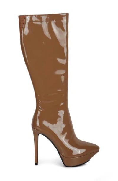 Rag & Co Chatton Platform Knee High Boot In Brown