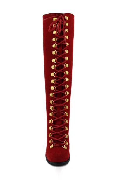 Rag & Co Street Slay Knee High Boot In Red