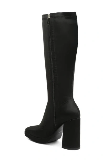 Rag & Co Presto Black Stretchable Satin Long Boot In Black