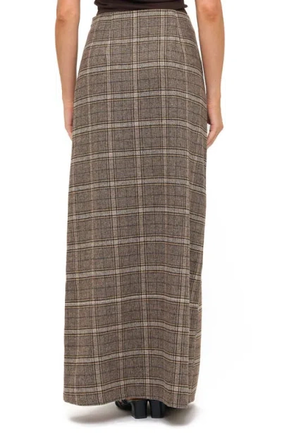 Ookie & Lala Plaid Front Slit Maxi Skirt In Multi