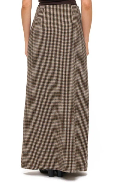 Ookie & Lala Houndstooth Front Slit Maxi Skirt In Multi