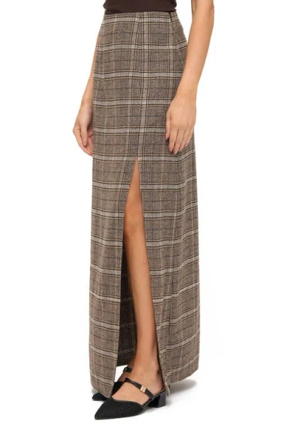 Ookie & Lala Plaid Front Slit Maxi Skirt In Multi