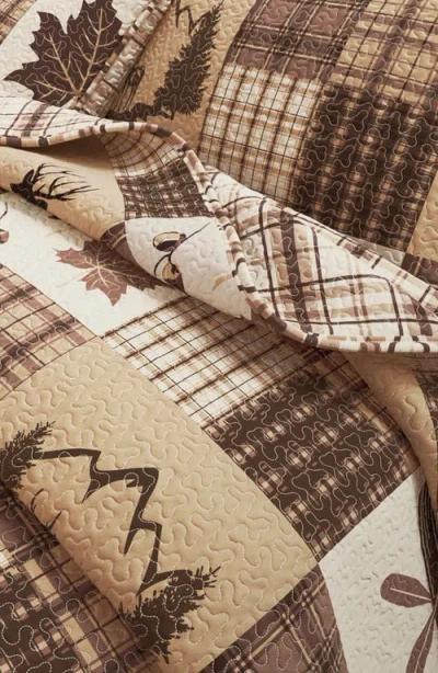 Woven & Weft Patchwork Plaid Quilt Set In Brown