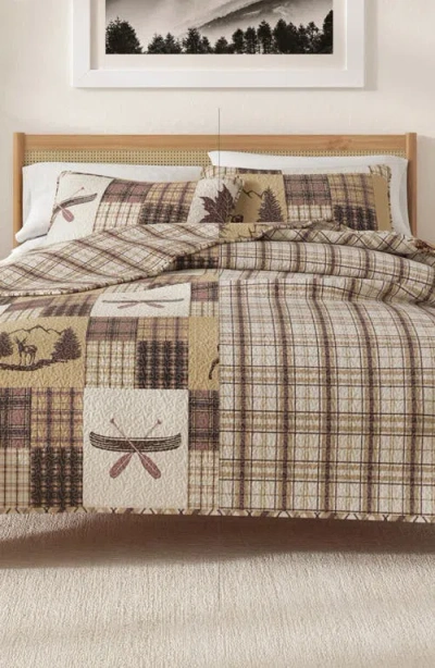Woven & Weft Patchwork Plaid Quilt Set In Brown