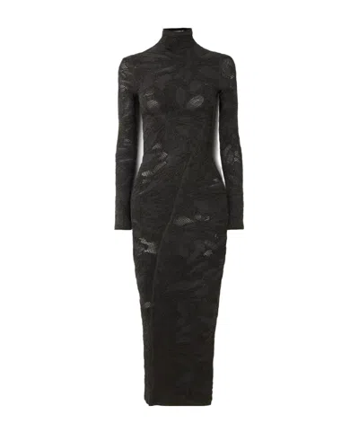 Alaïa Silk-blend Jacquard-knit Midi Dress In Gray
