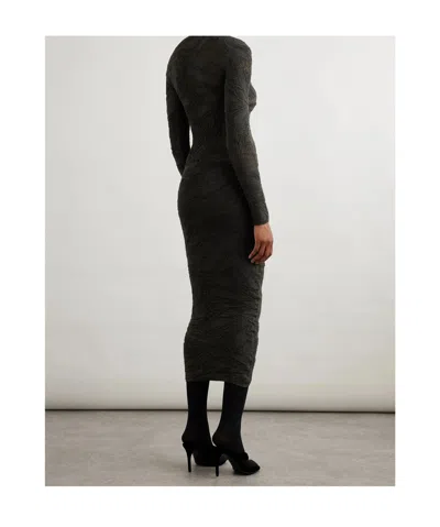 Alaïa Silk-blend Jacquard-knit Midi Dress In Gray