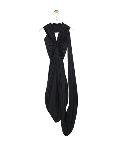 Loewe Knotted-detail Draped-design Dress In Black