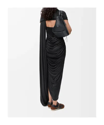 Loewe Knotted-detail Draped-design Dress In Black