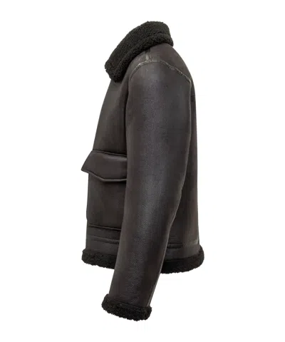 Apc Ecoshearling Casual Jacket With Textured Finish In Black