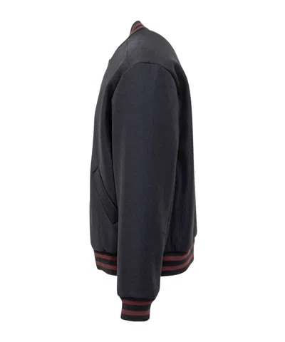 A.p.c. Midnight Blue Wool Blend Bomber Jacket In Black