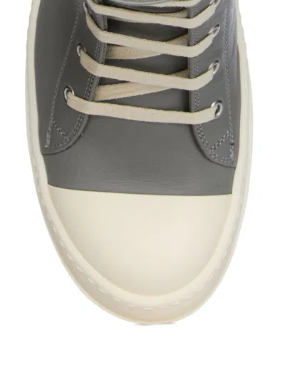 Rick Owens Zipped Leather High-top Sneakers In Gray