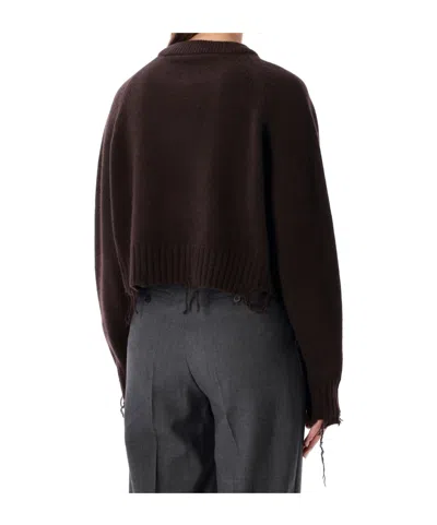 Low Classic Cropped Pullover Distressed Hemline In Brown