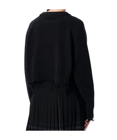 Low Classic Cropped Pullover Distressed Hemline In Black