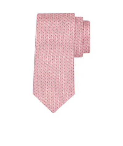 Ferragamo Gancini Chain Print Silk Tie In Pink