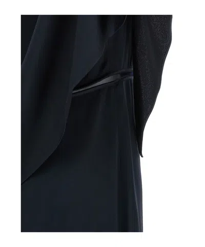 Fabiana Filippi Dress Ruffle Detail Asymmetrical Hem Round Neckline In Blue