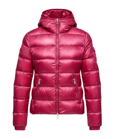 Moncler Glesse Short Padded Jacket With Hood In Red In Pink