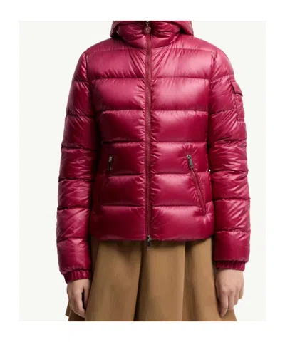 Moncler Glesse Short Padded Jacket With Hood In Red In Pink