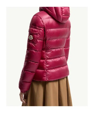 Moncler Glesse Short Padded Jacket With Hood In Red In Pink