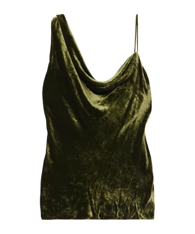 Dries Van Noten Asymmetrical Draped Top In Green
