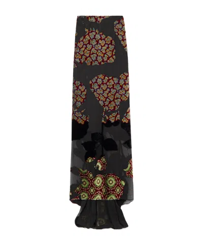 Dries Van Noten Floral-print Ruffled Skirt In Black