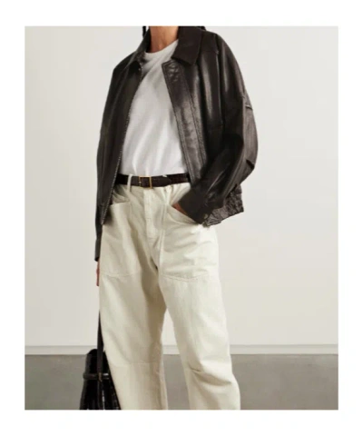 Nour Hammour Dalma Leather Bomber Jacket In Black