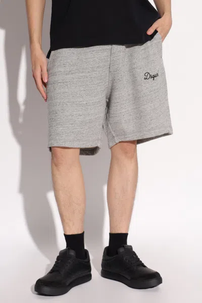 Dsquared2 Logo Embroidered Drawstring Shorts In Gray